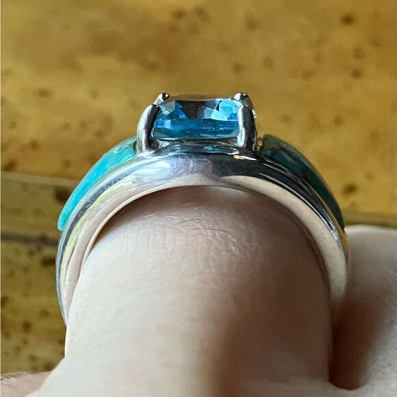 Sky Blue Topaz Mojave Turquoise Sterling Silver Ring Size 6.75 main image 6